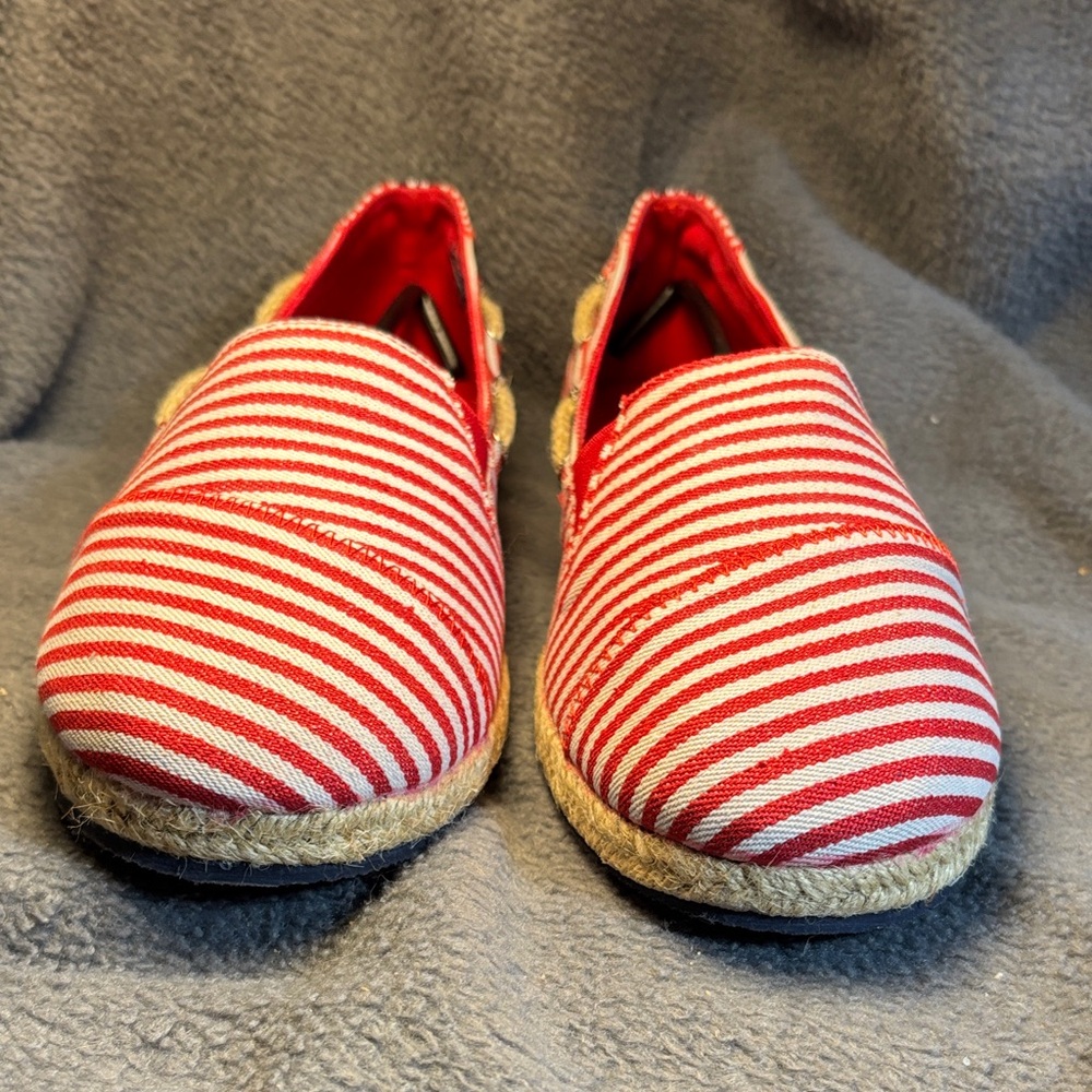 Nautica Women's Red and White Striped Moccasins - Picture 1 of 8